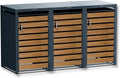 Metzler Mülltonnenbox in Anthrazit & Holzoptik 3er 240L, Mülltonnenverkleidung 3 Tonnen, abschließbar, Garten- und Müllbox