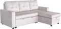 Ecksofa APARTMENT, champagner beige, Samt, Bettfunktion inkl. Stauraum