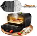 DELICRET elektrischer Pizzaofen 12', bis zu 450℃, 1700 Watt, Backraumtemperatur und Steintemperatur getrennt einstellbar