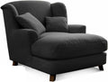 Cavadore XXL-Sessel Assado/Großer Polstersessel mit Holzfüßen und großer Sitzfläche/Inkl. 2 Zierkissen/109 x 104 x 145/Flachgewebe Dunkelgrau