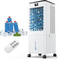 Mobile Klimaanlage ohne Abluftschlauch, 4-in-1 Verdunstungskühler mit 12H Timer, 10L Luftkühler 60W, Abnehmbarem Wassertank für Schlafzimmer, 4 Modi