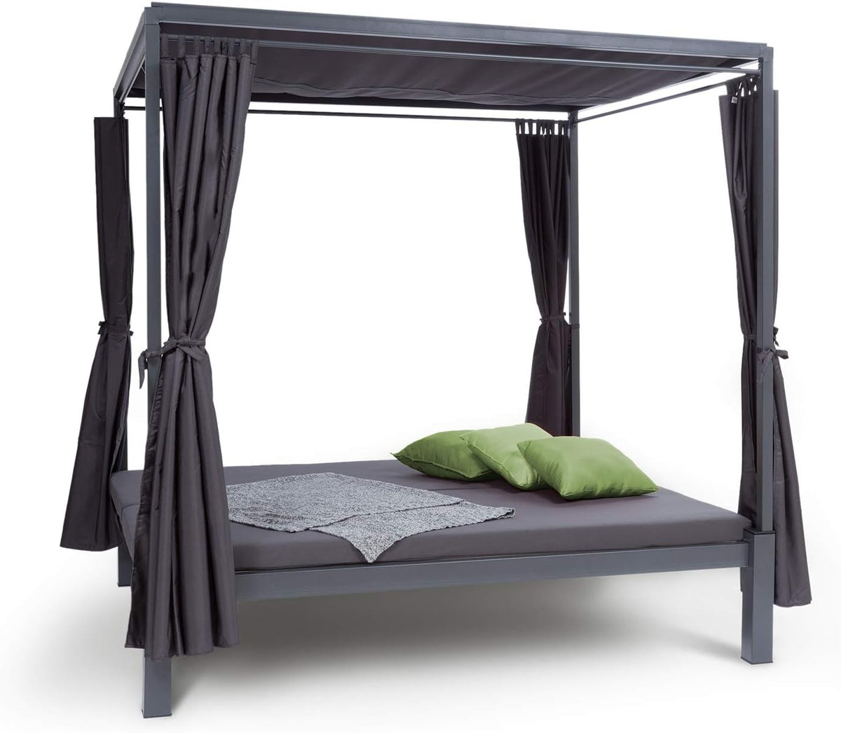 blumfeldt Senator Lounge, Lounge-Pavillon, 188 x 208 x 205 cm, max. 350 kg, Doppel-Gartenliege mit Sonnendach, komfortable Polsterung, wasserfest