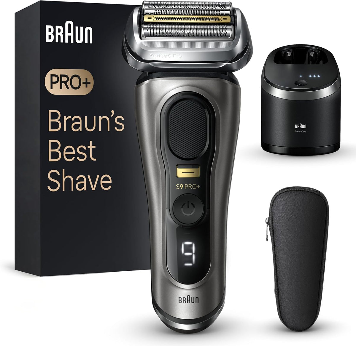 Braun Series 9 Pro+ Rasierer Herren Elektrisch, 9565cc, Elektrorasierer mit 5 Pro Rasierelementen, Langhaarschneider ProTrimmer & Reinigungsstation