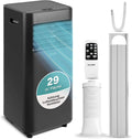 SereneLife Schwarz Mobiles Klimagerät 7000 BTU 2,0kW für 28 m², 3-in-1 mit Entfeuchter und Ventilator, Leise 54 dB, Air Conditioner mit Abluftschlauch