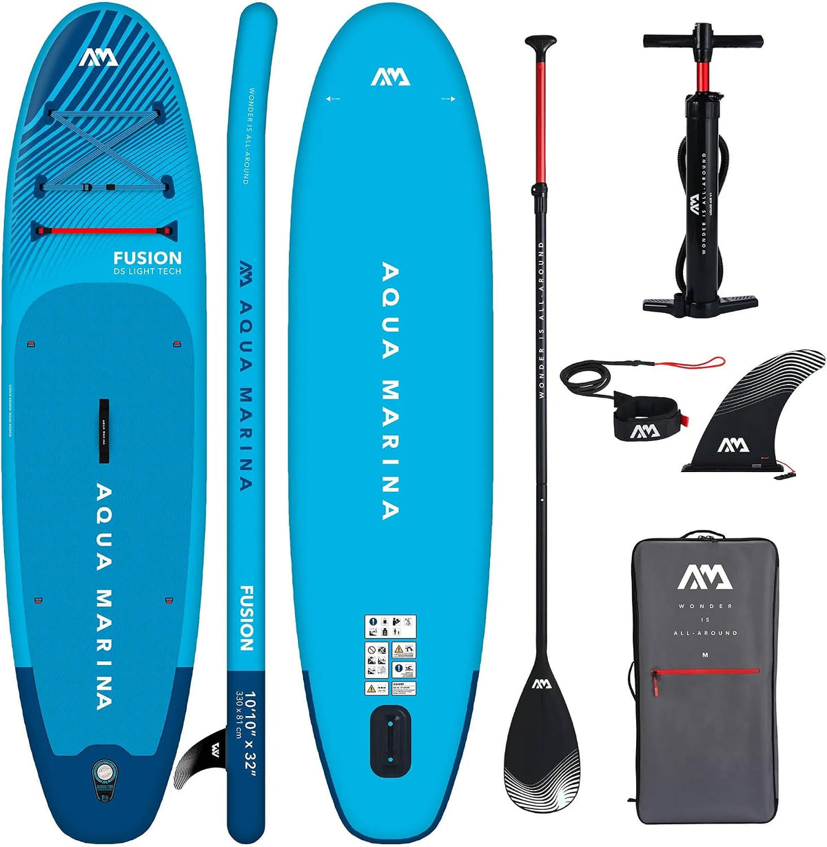 Aqua Marina Fusion 10'10', Aufblasbares SUP Board Allround für Anfänger, Stand Up Paddle Board Komplettset, Limited Edition Blau