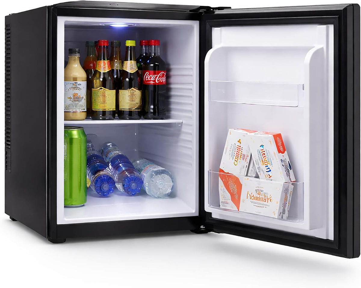 Syntrox Germany, 52L Mini Kühlschrank, Kleiner Kühlschrank, Hotelkühlschrank lautlos, LED Innenbeleuchtung, Getränkekühlschrank, schwarz