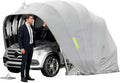 Allwetterfester Carport, Grau 5.9 X 2.7 X 2.45 M, Für Pickups, Mobile Edelstahl Faltgarage, Halbautomatischer Anti-Exposition-Carport, Abschließbarer