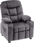 MCombo Kids Sessel Jugend- und Kindersofa Kindersessel mit Liegefunktion 7355 (Dunkelgrau)