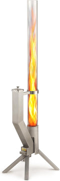 GARDENFLARE Feuerrohr Klassik, Edelstahl Pelletfackel für Garten, Silber