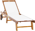 Outsunny Sonnenliege Verstellbar Akazienholz 198x55x30-88,5 cm Natur+Weiß