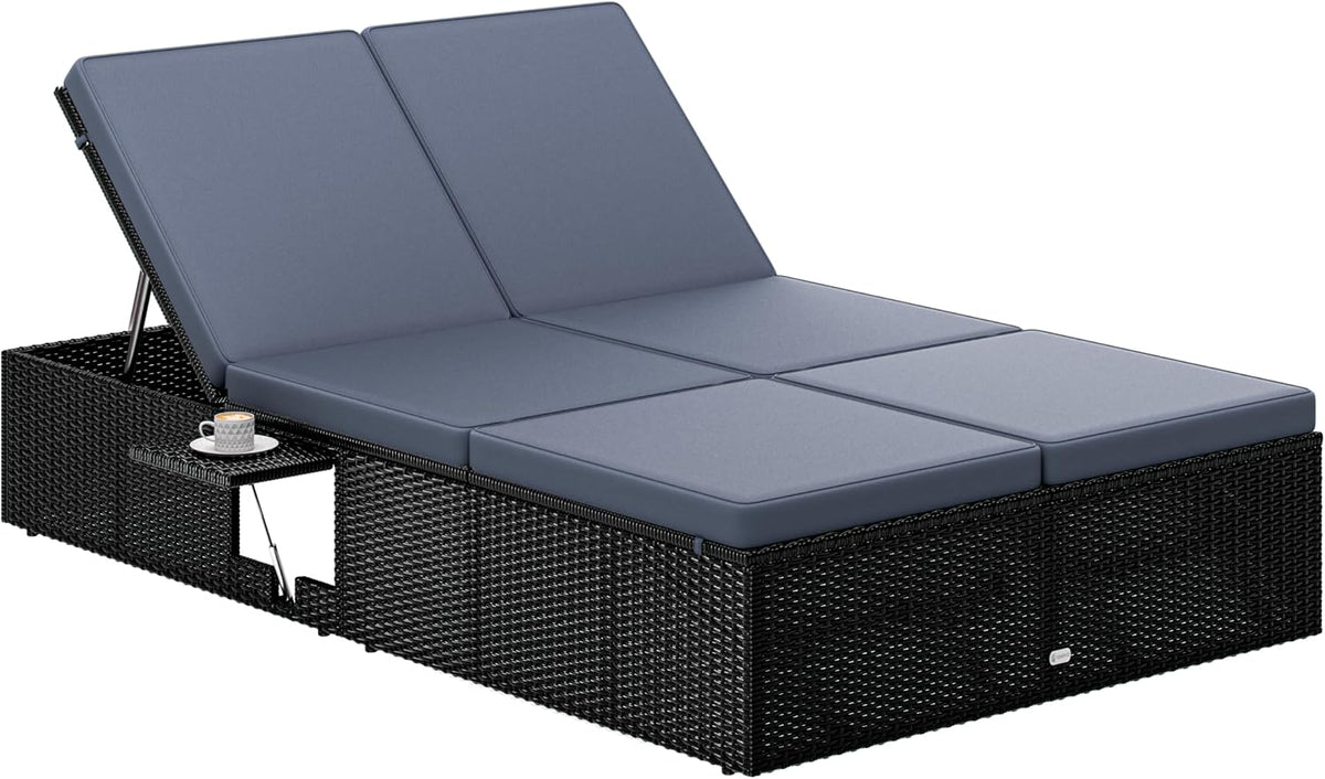 CASARIA Sonnenliege Polyrattan 2 Personen