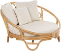 Beliani Garten Sonneninsel Rattan natürlich mit Auflagen beige Loungemöbel Boho Rossano
