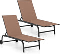 COSTWAY 2er Set Sonnenliege mit Rollen, Gartenliege bis 150 kg belastbar