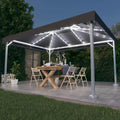 Pavillon Anthrazit 400x300 cm Aluminium mit LED-Lichterkette, mit Oxford-Dach, Sonnenschutz und Solarbeleuchtung für Outdoor, faltbar, Garten, Events