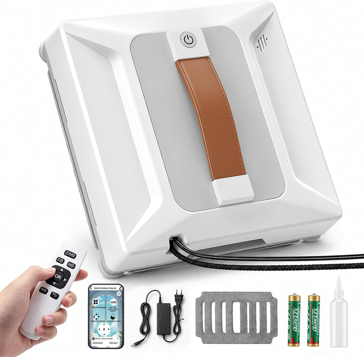 Fensterputzroboter,7000Pa Saugkraft, Ultraschall‑Sprühfunktion 100ml Tank, App & Fernbedienung,4 Reinigungsmodi