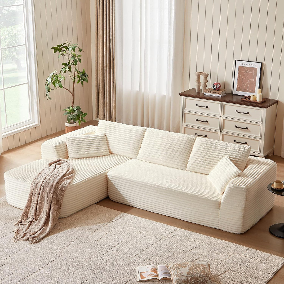LINSY HOME Modulares Sofa, 270 cm Beige, Keine Montage Erforderlich