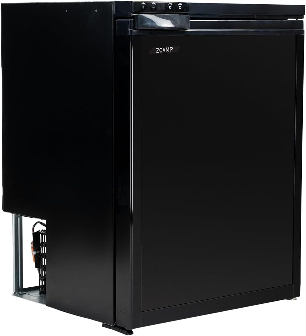CR65S 59L, Frigo 12V Camping Car Porte Réversible, Réfrigérateur Silencieux pour Camping Voiture Chambre Caravane, Noir, 20℃ BIS 20℃