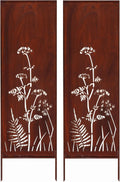 Kapaga, 160 cm x 50 cm, Rostoptik Sichtschutz für Garten, 2x Sichtschutz Metall, Edelrost, Sichtschutzelement, Sichtschutzwand, Gartendekoration Zaun