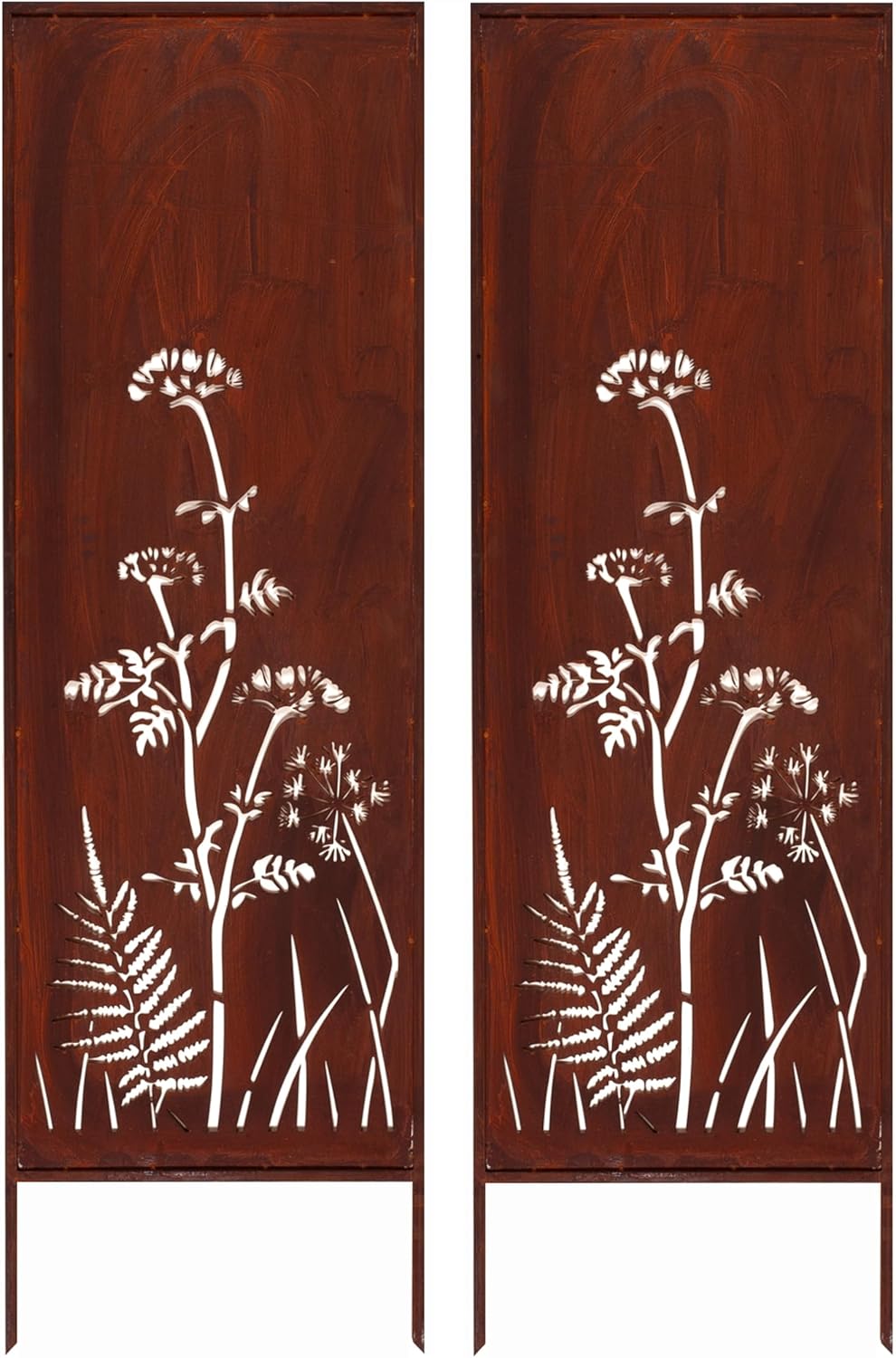 Kapaga, 160 cm x 50 cm, Rostoptik Sichtschutz für Garten, 2x Sichtschutz Metall, Edelrost, Sichtschutzelement, Sichtschutzwand, Gartendekoration Zaun