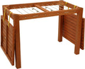 DEGAMO Funktions Gartentisch mit Wäscheständerfunktion, 100x60x75cm, Eukalyptus braun geölt, FSC-Zertifiziert, Outdoor und Indoor