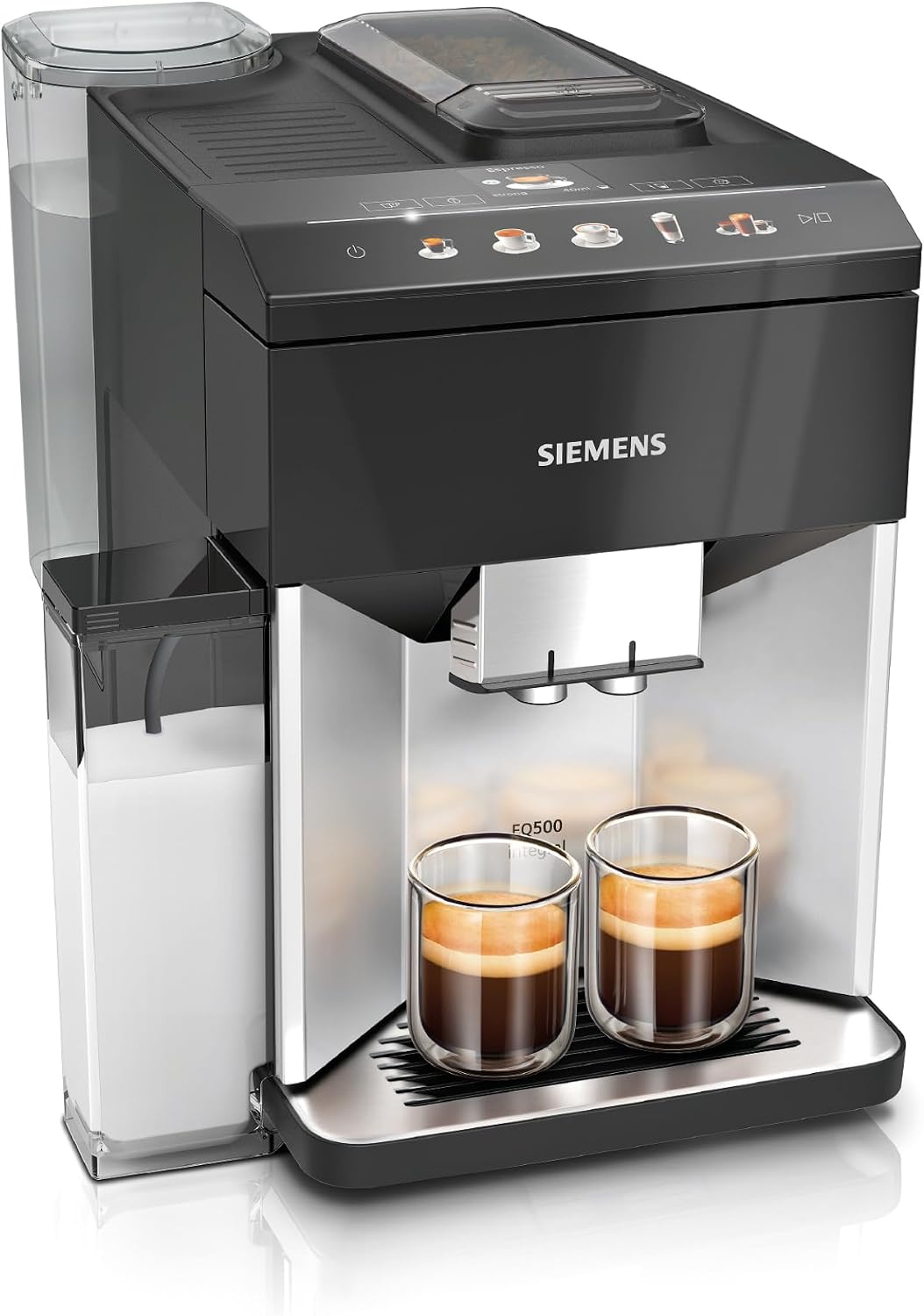 Siemens Kaffeevollautomat EQ500 integral, TQ513D01, farbiges TFT-Display, 9 Kaffee- und Milchgetränke, Doppeltassenfunktion, einfache Reinigung